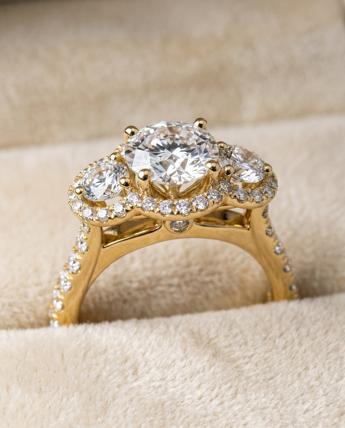 18K Yellow Gold band of The Andrea round engagement ring setting | RockHer