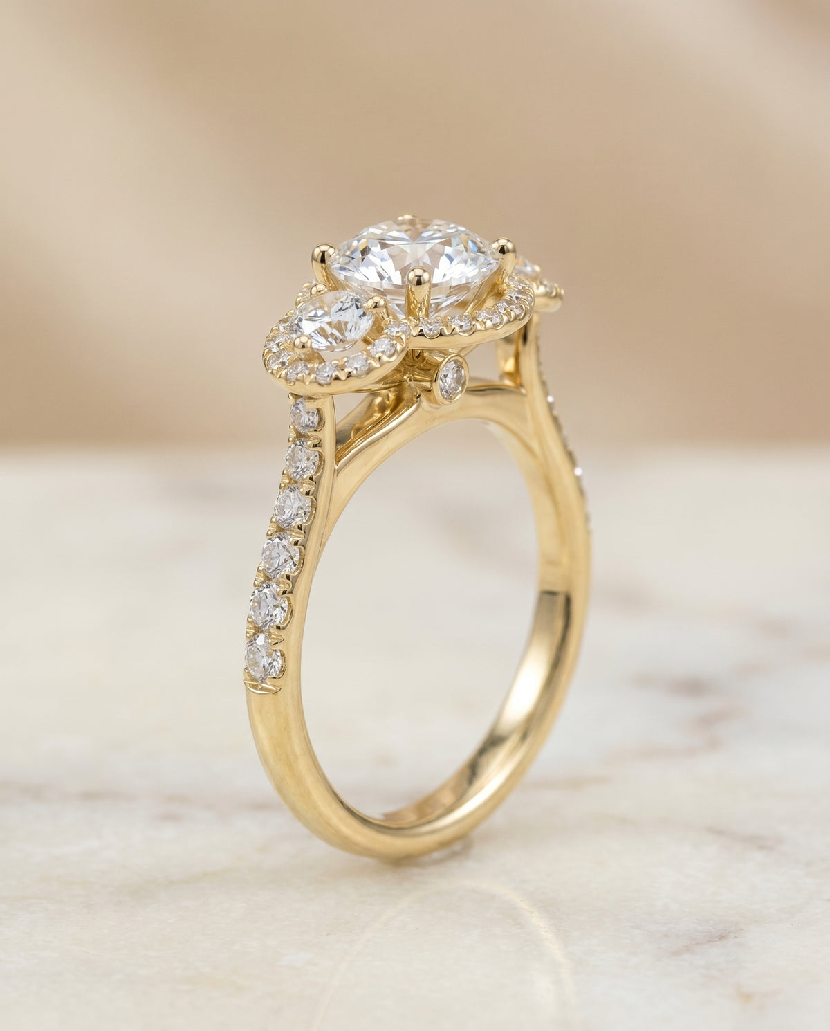 The Andrea round engagement ring setting in 18K Yellow Gold | RockHer