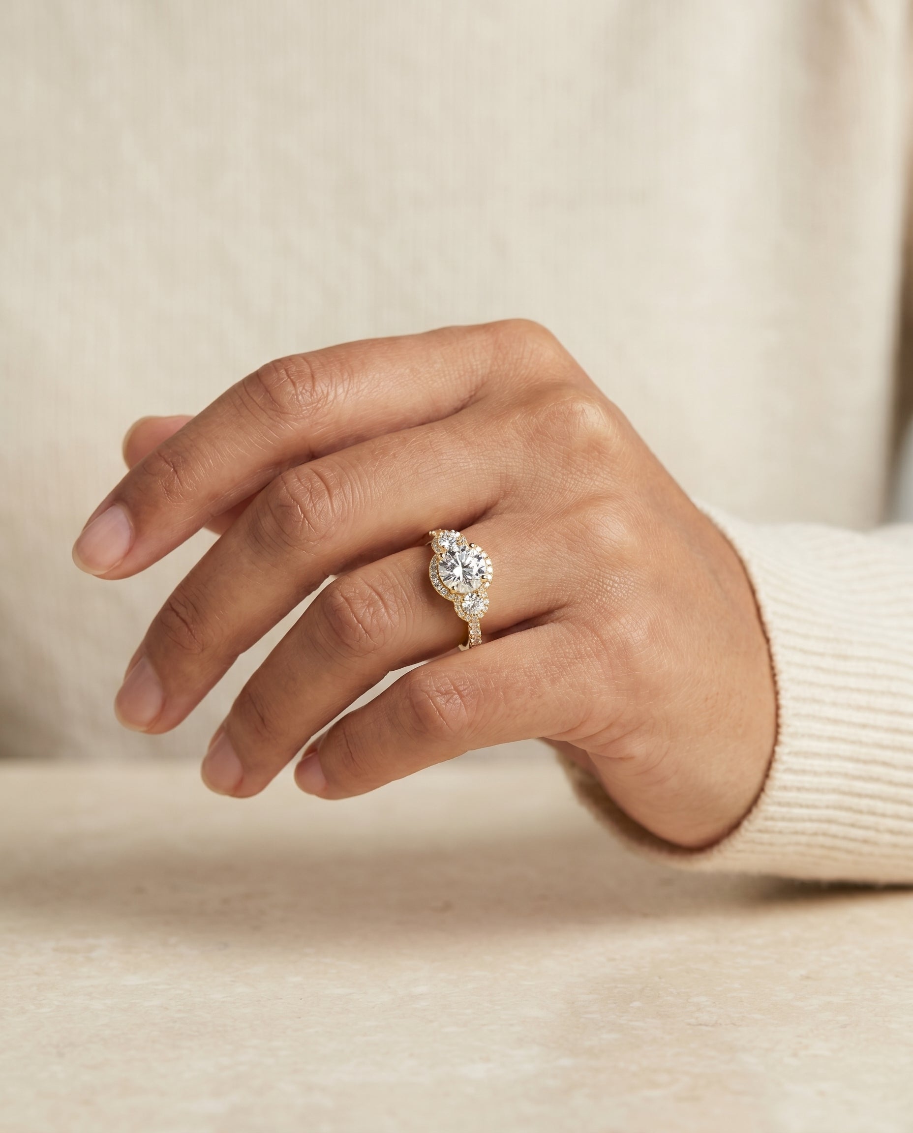 The Andrea setting for round diamonds, made to order in 18K Yellow Gold | RockHer