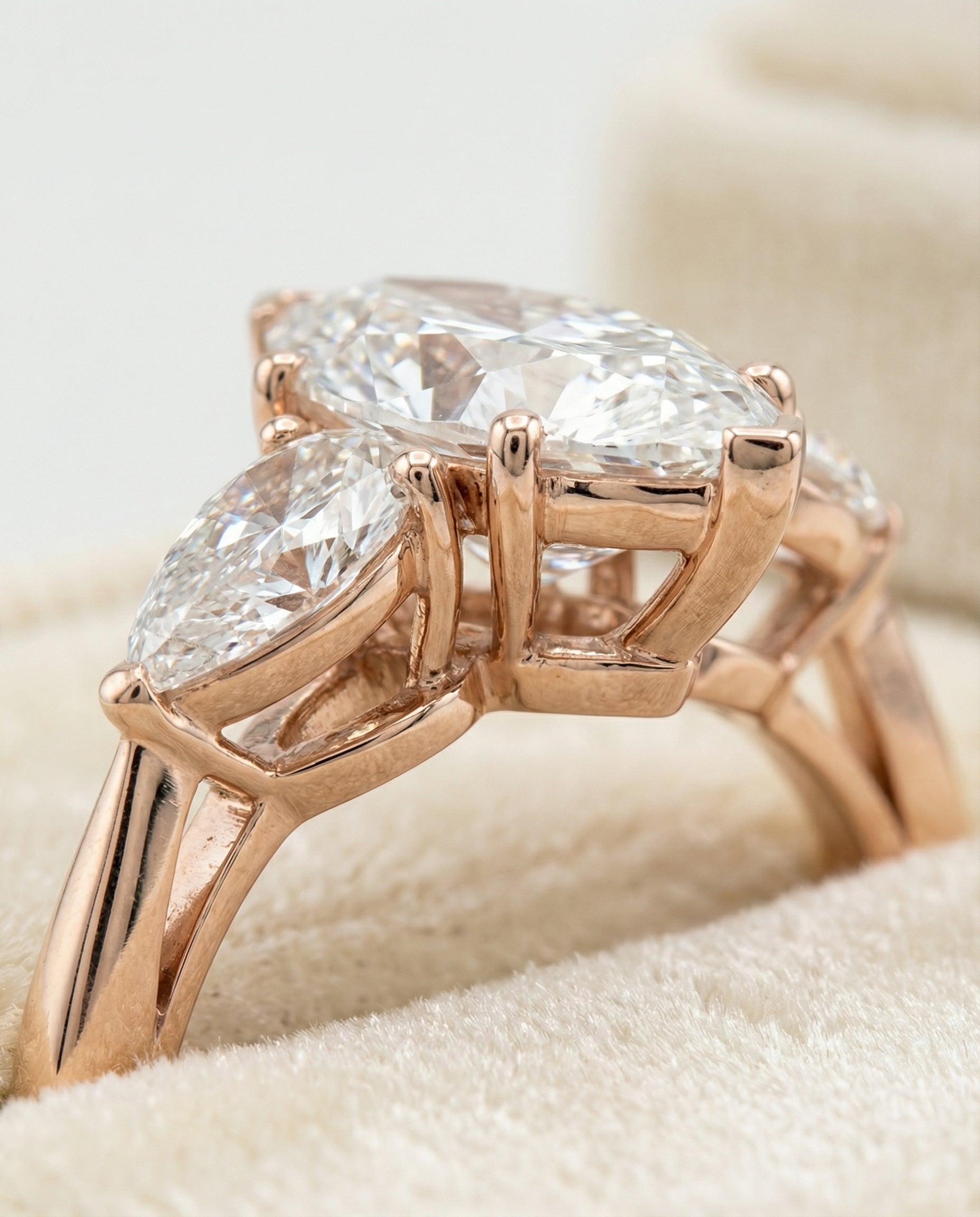 14K Rose Gold band of The Angelica marquise engagement ring setting | RockHer