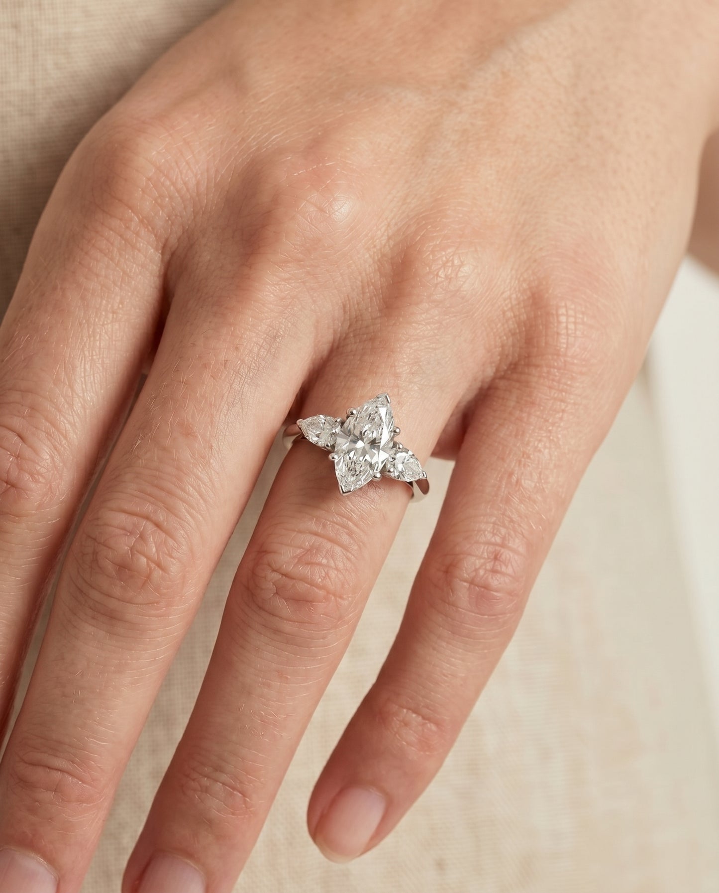 Three Stone Matched Shape Marquise in Platinum