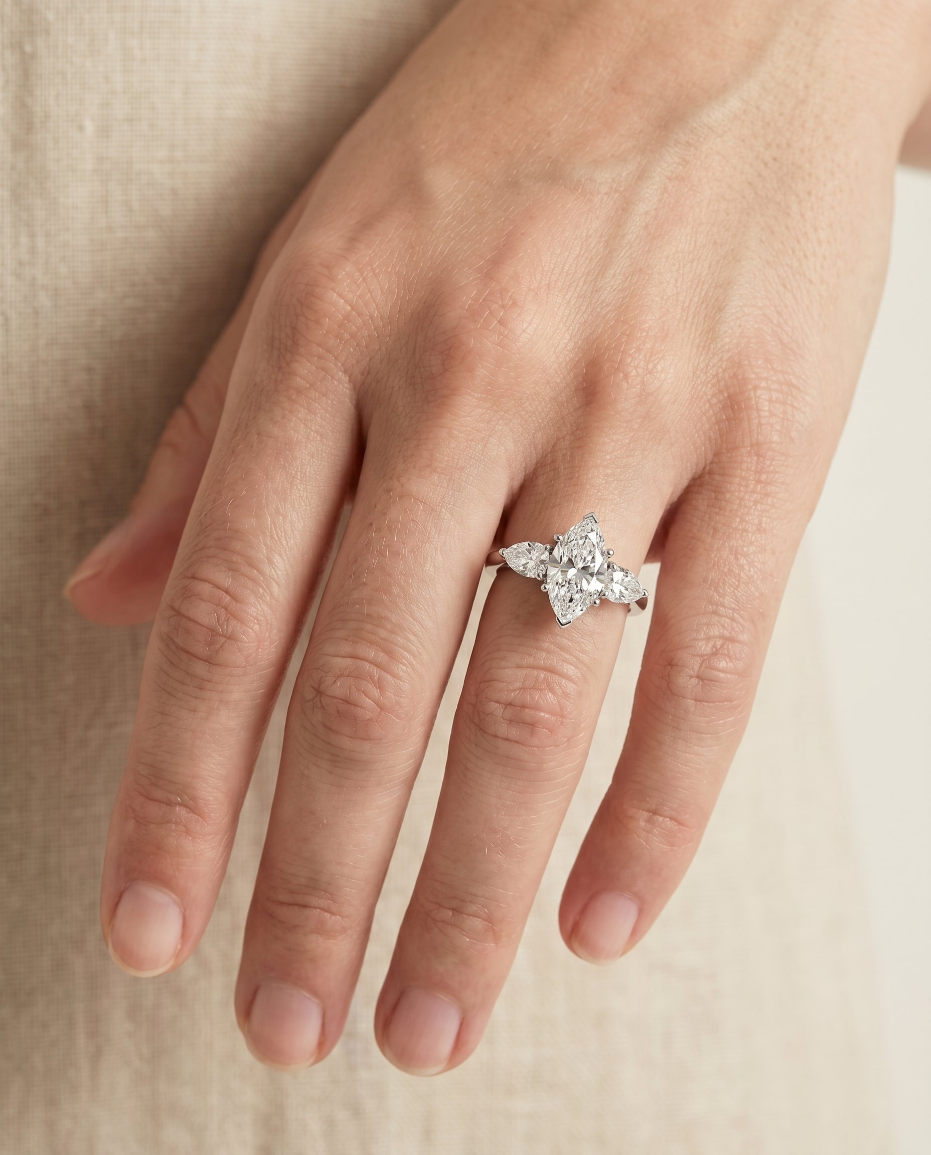 The Angelica setting for marquise diamonds, made to order in Platinum | RockHer