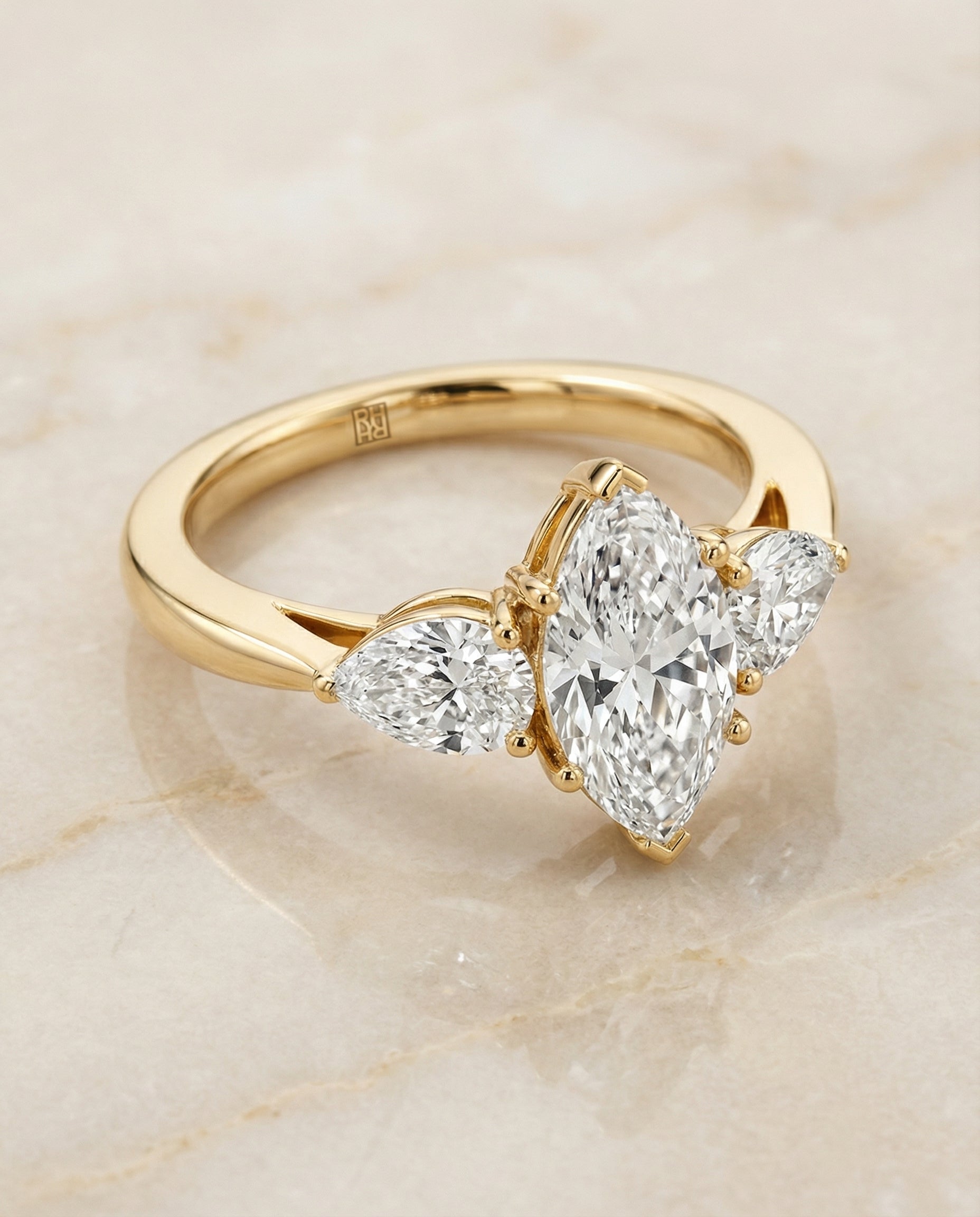 The Angelica marquise engagement ring setting in 18K Yellow Gold | RockHer