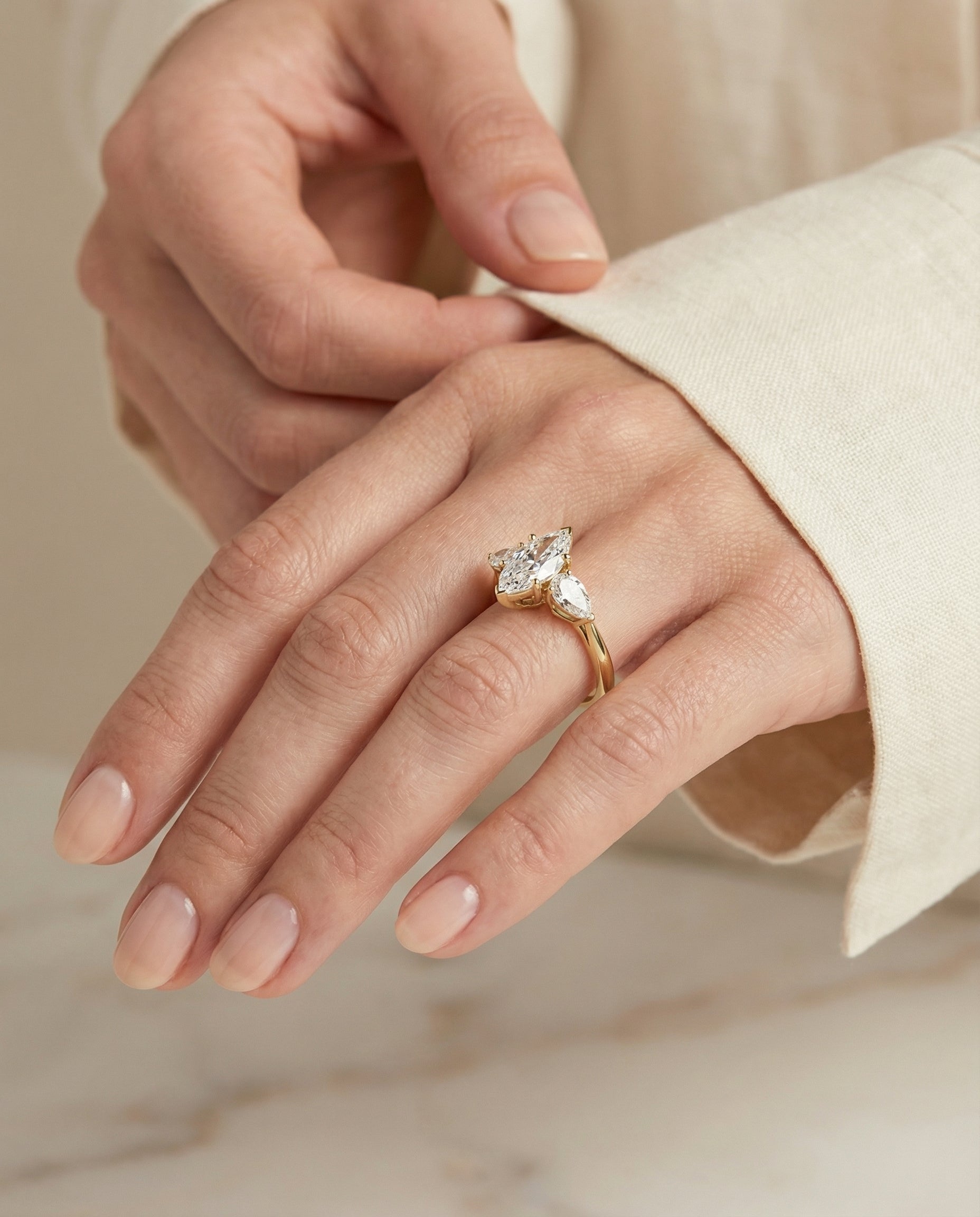 The Angelica setting for marquise diamonds, made to order in 18K Yellow Gold | RockHer