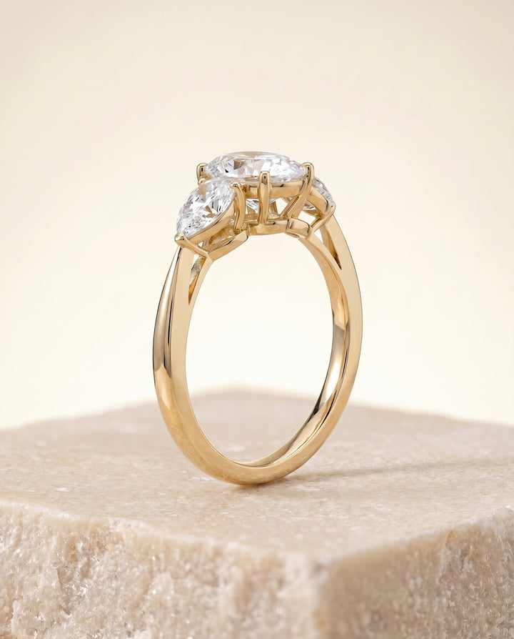 Angelica Select Three Stone Matched Shape Cushion Solitaire in 18K Yellow Gold – view 5
