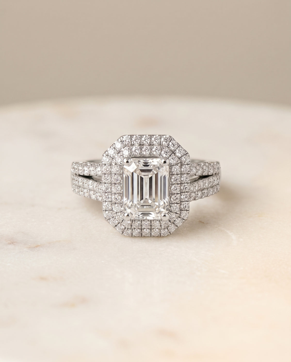 The Mariah emerald engagement ring setting in Platinum | RockHer