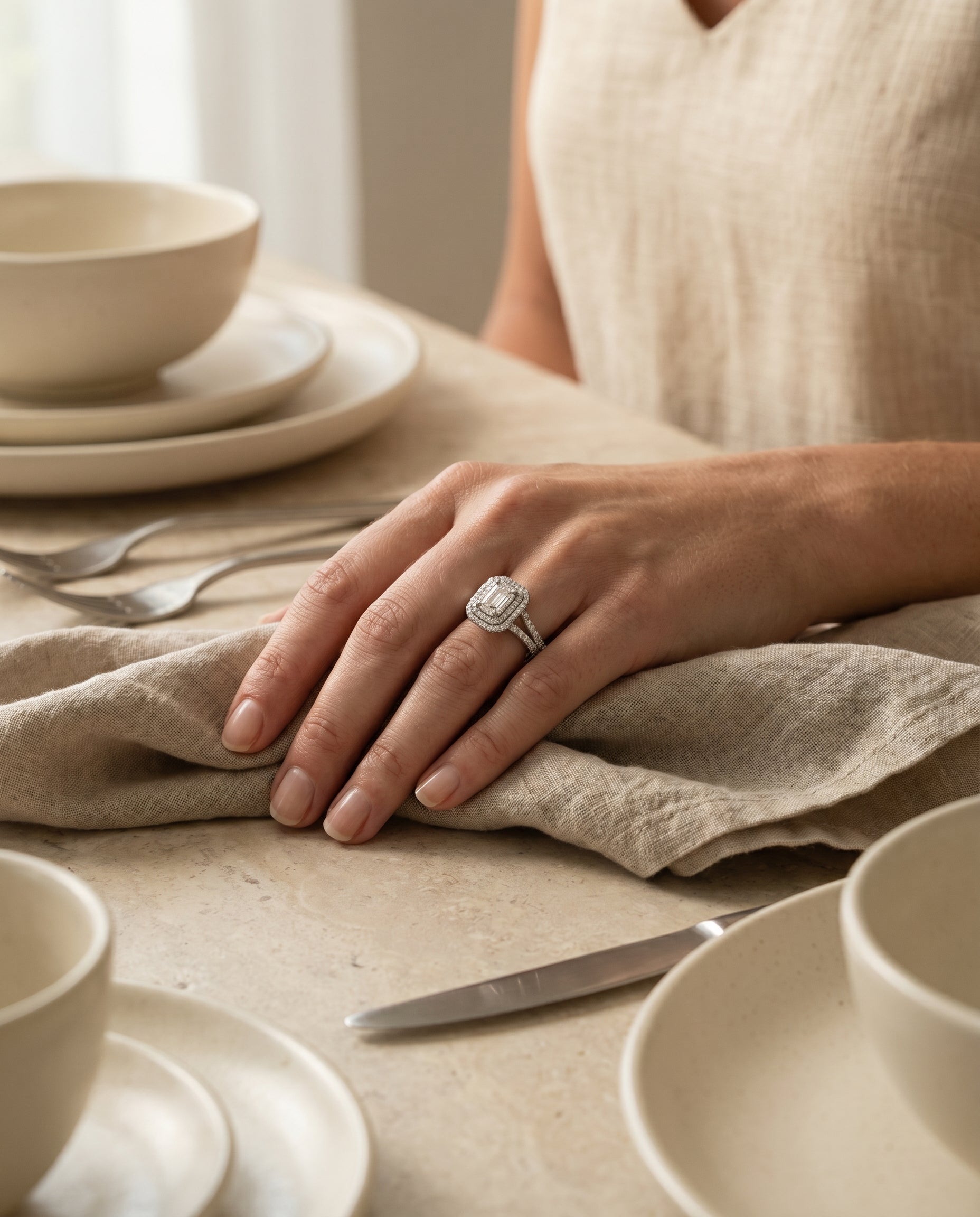 Made to order: The Mariah emerald engagement ring setting in Platinum | RockHer
