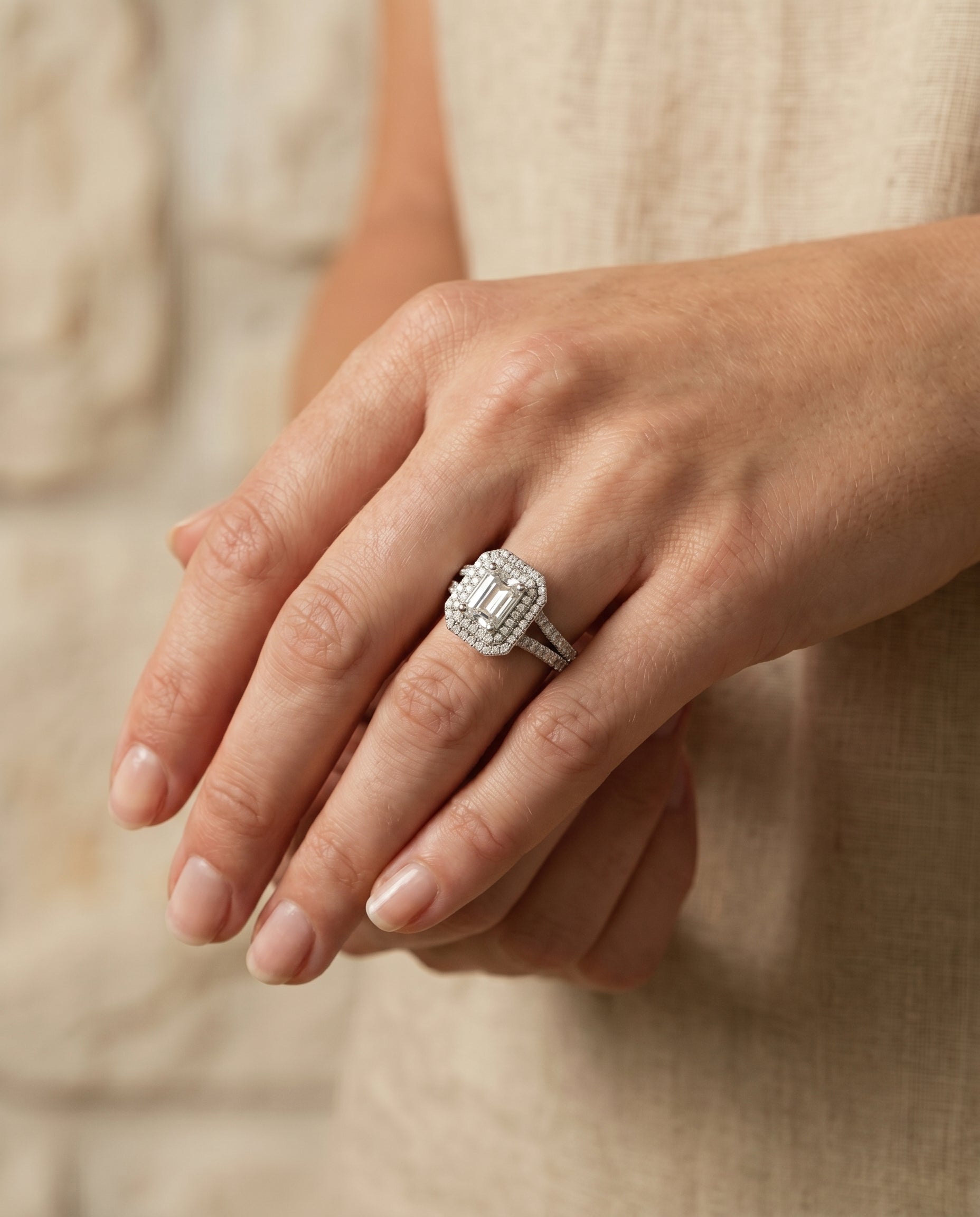The Mariah setting for emerald diamonds, made to order in Platinum | RockHer