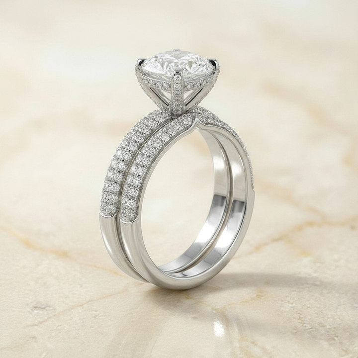 The Tina Matching Wedding Band, Cushion in 18K White Gold | RockHer