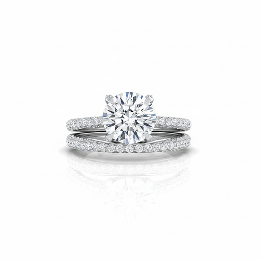 The Tina Matching Wedding Band, Round in 18K White Gold
