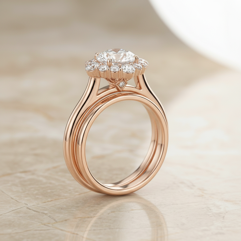 The Tionne Matching Wedding Band, Round in 14K Rose Gold