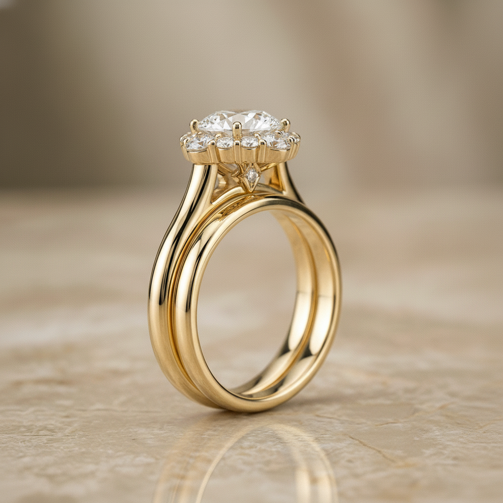 The Tionne Matching Wedding Band, Round in 18K Yellow Gold