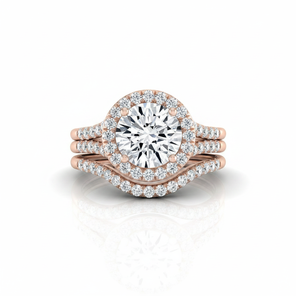The Toni Matching Wedding Band, Round in 14K Rose Gold