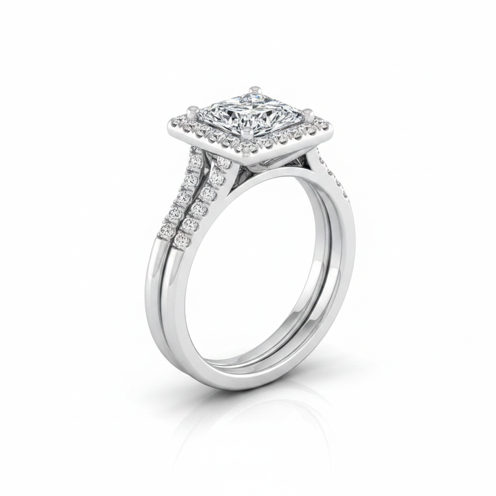 The Toni Matching Wedding Band, Princess in 18K White Gold