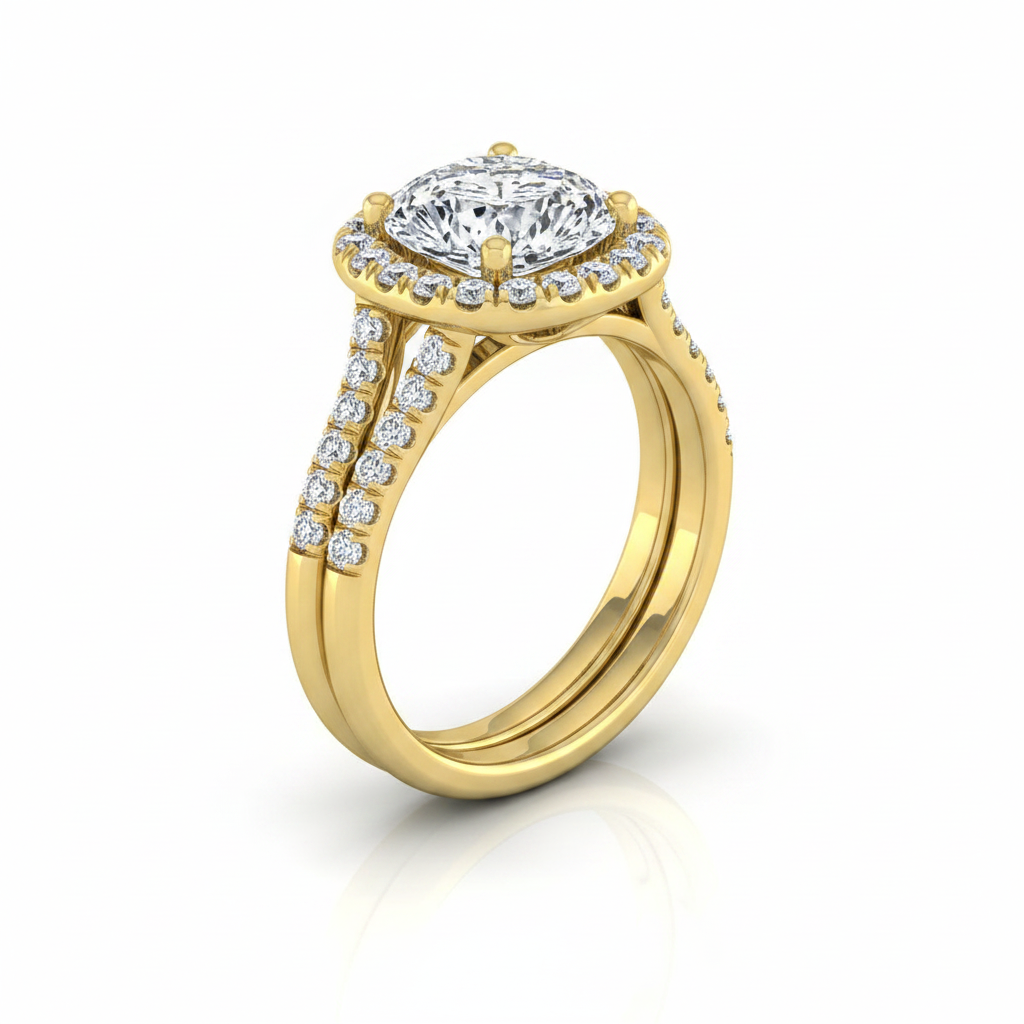 The Toni Matching Wedding Band, Cushion in 18K Yellow Gold