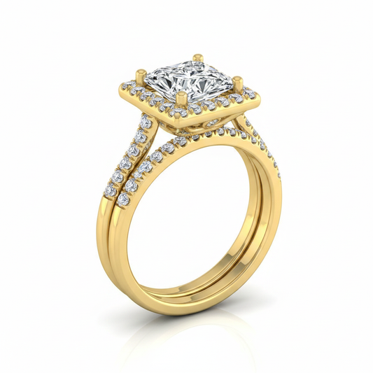 The Toni Matching Wedding Band, Princess in 18K Yellow Gold
