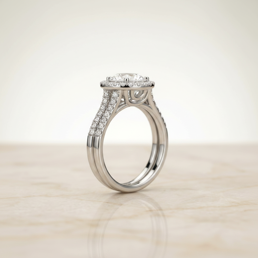 The Toni Matching Wedding Band, Round in Platinum