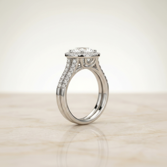 The Toni Matching Wedding Band, Round in Platinum