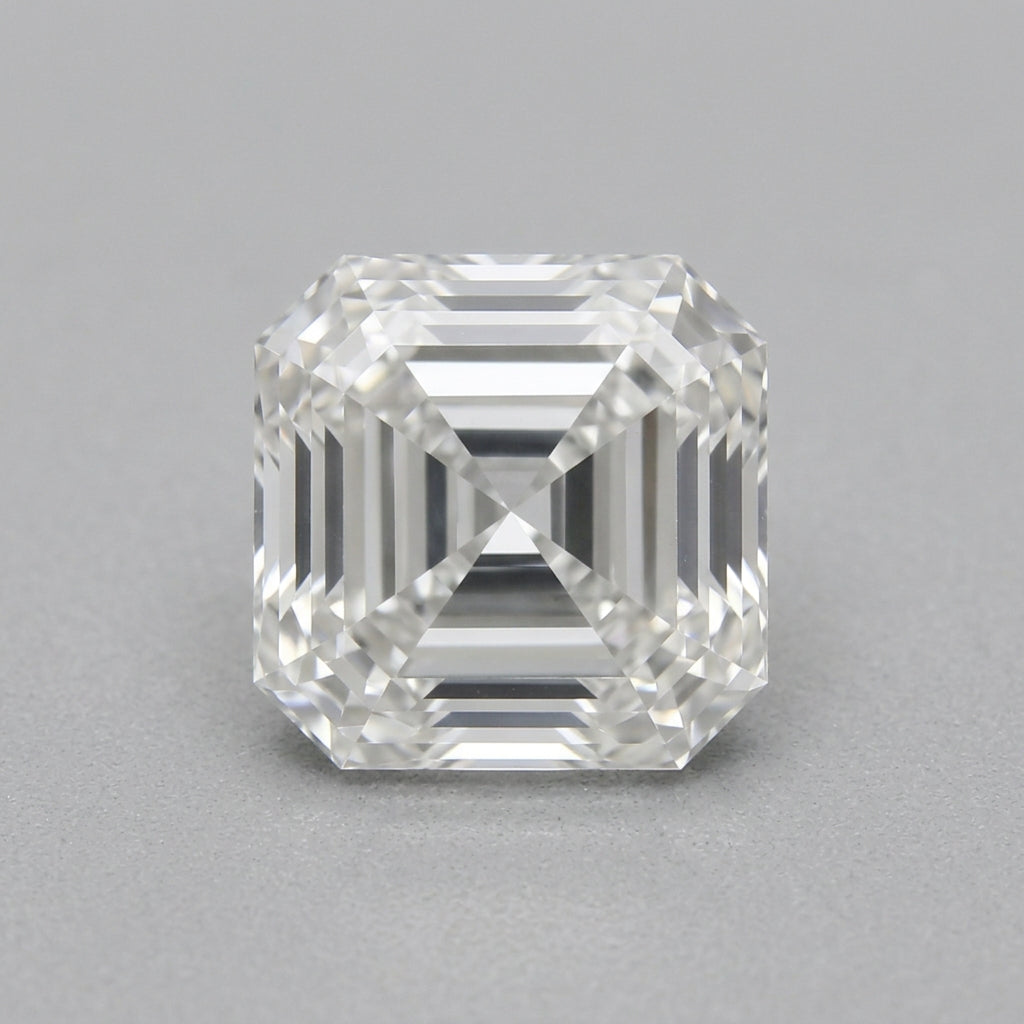 2-1/2 Carat Asscher Lab Grown Diamond, top-down face-up view