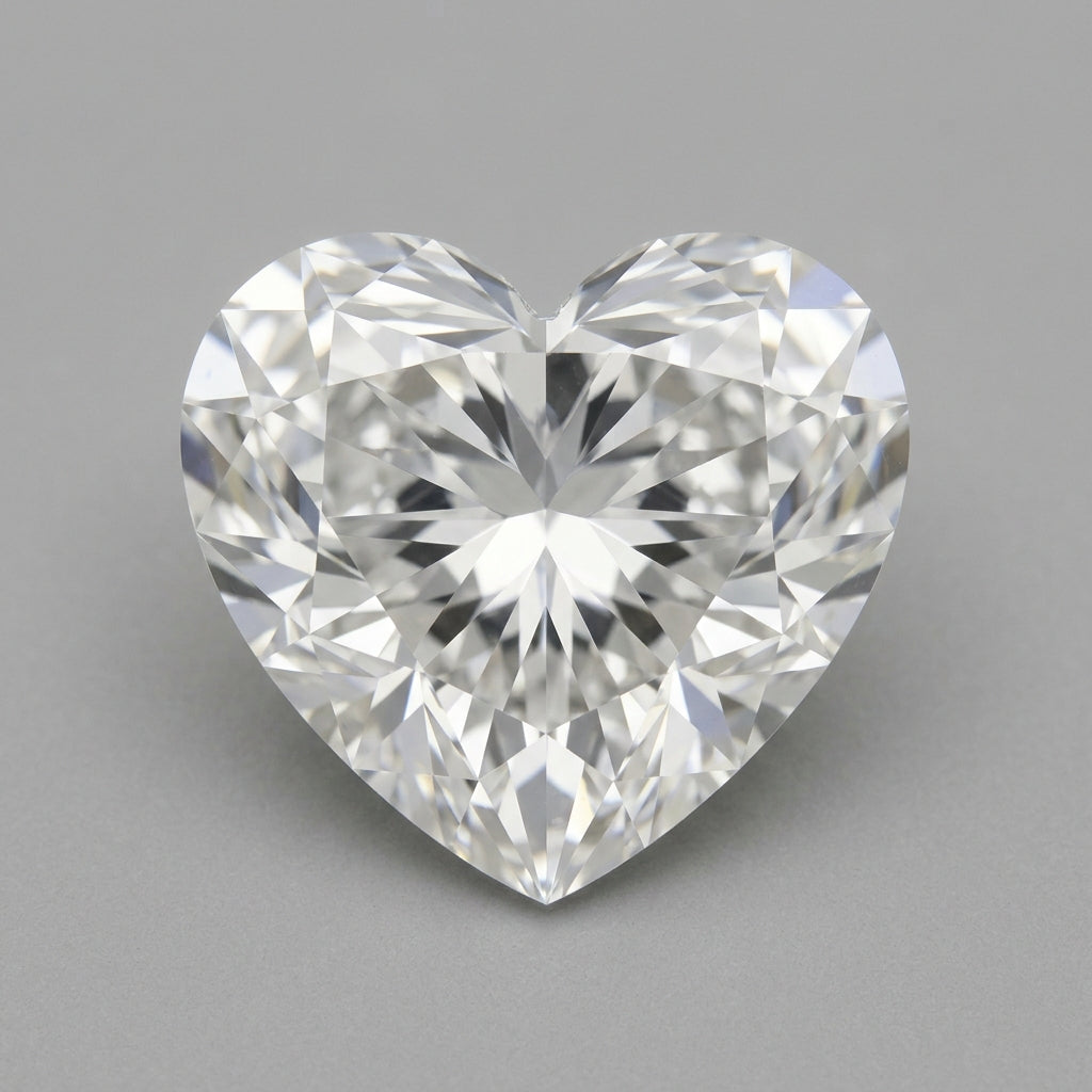 3 Carat Heart Lab Grown Diamond, top-down face-up view