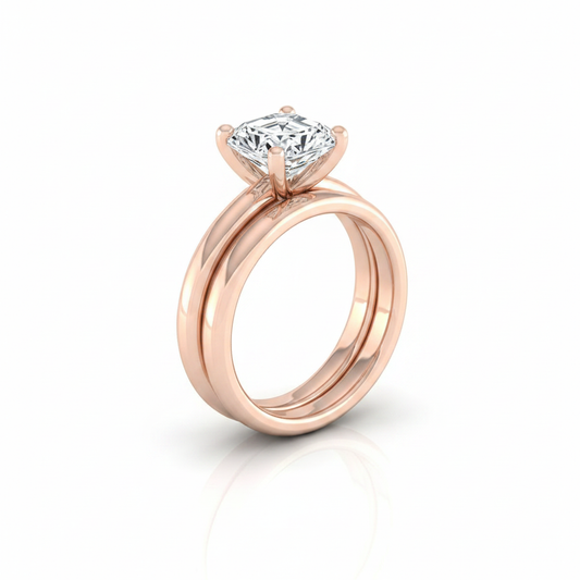 The Tori Matching Wedding Band, Asscher in 14K Rose Gold