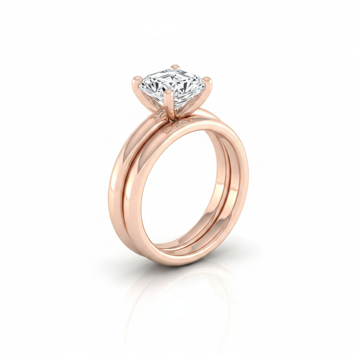 The Tori Matching Wedding Band, Asscher in 14K Rose Gold