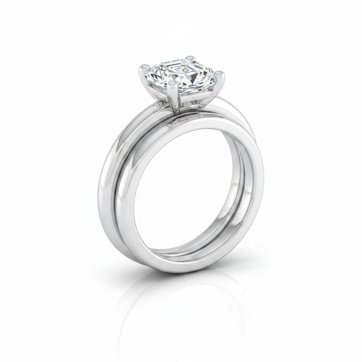 The Tori Matching Wedding Band, Asscher in 18K White Gold | RockHer