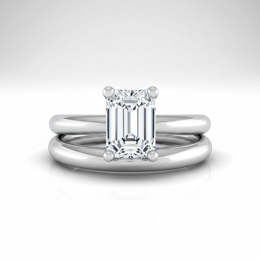 The Tori Matching Wedding Band, Emerald in 18K White Gold