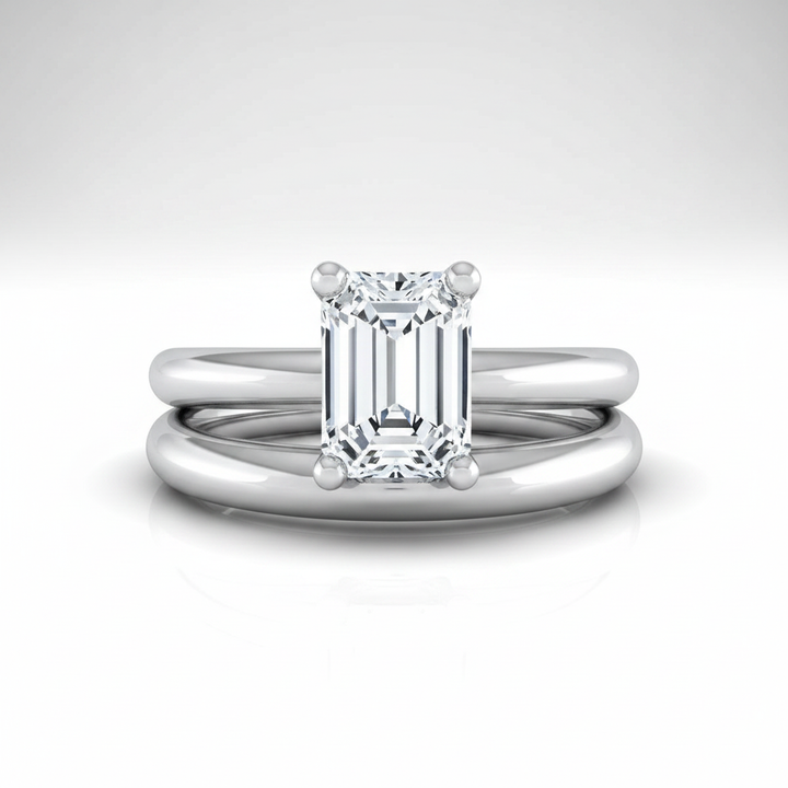The Tori Matching Wedding Band, Emerald in 18K White Gold | RockHer