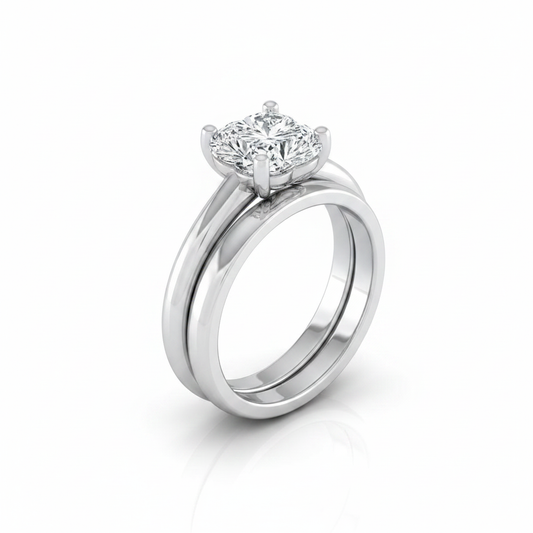 The Tori Matching Wedding Band, Heart in 18K White Gold