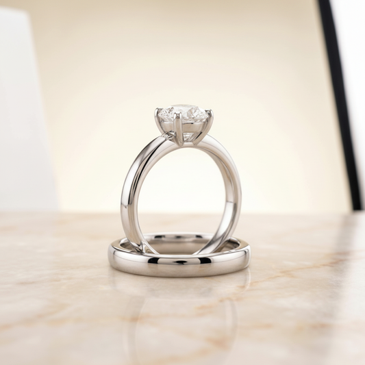 The Tori Matching Wedding Band, Oval in 18K White Gold