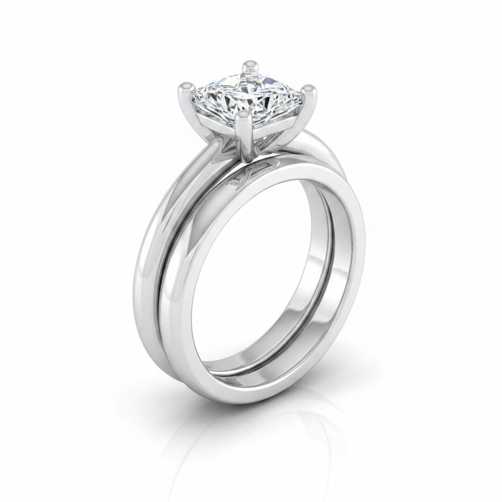 The Tori Matching Wedding Band, Princess in 18K White Gold | RockHer