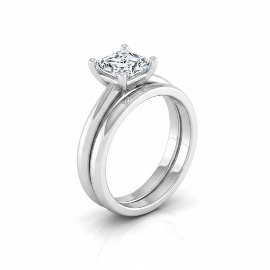 The Tori Matching Wedding Band, Radiant in 18K White Gold