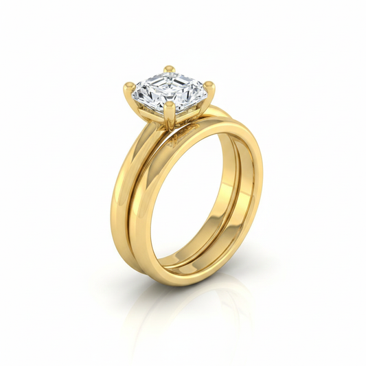 The Tori Matching Wedding Band, Asscher in 18K Yellow Gold