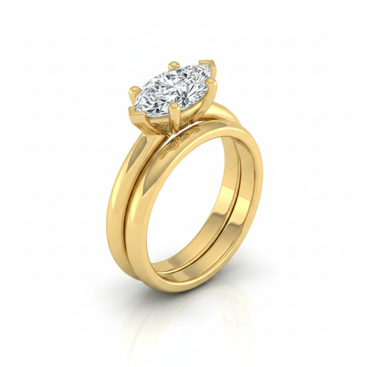 The Tori Matching Wedding Band, Marquise in 18K Yellow Gold