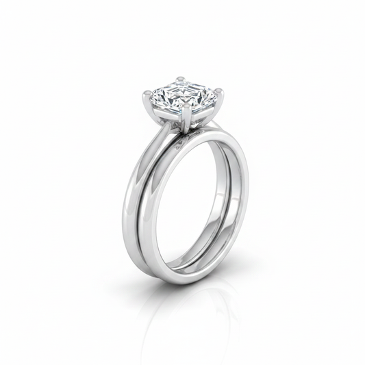 The Tori Matching Wedding Band, Asscher in Platinum