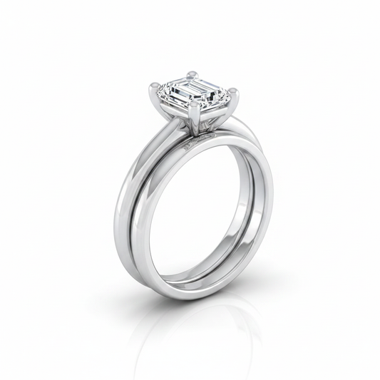 The Tori Matching Wedding Band, Emerald in Platinum