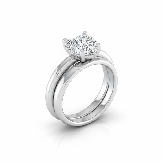 The Tori Matching Wedding Band, Heart in Platinum
