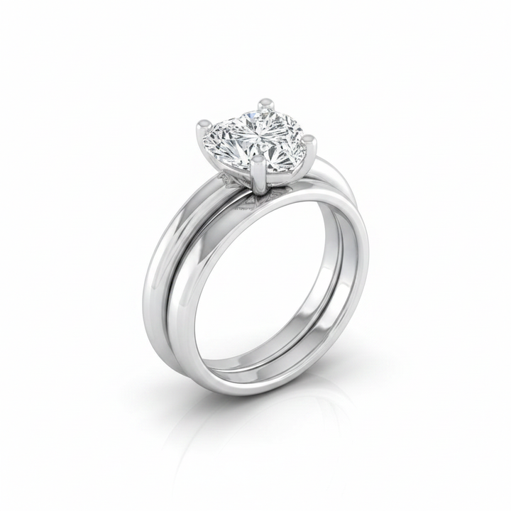 The Tori Matching Wedding Band, Heart in Platinum | RockHer