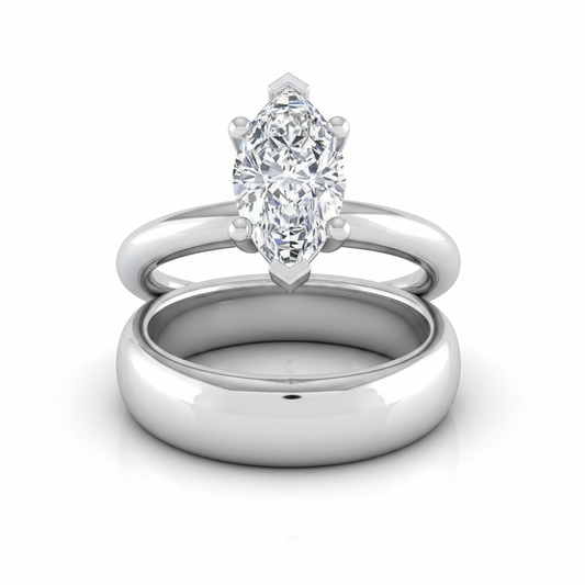 The Tori Matching Wedding Band, Marquise in Platinum