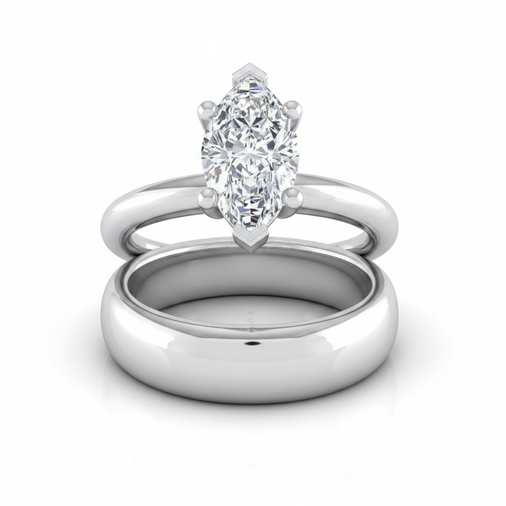 The Tori Matching Wedding Band, Marquise in Platinum | RockHer