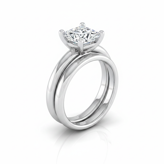 The Tori Matching Wedding Band, Princess in Platinum