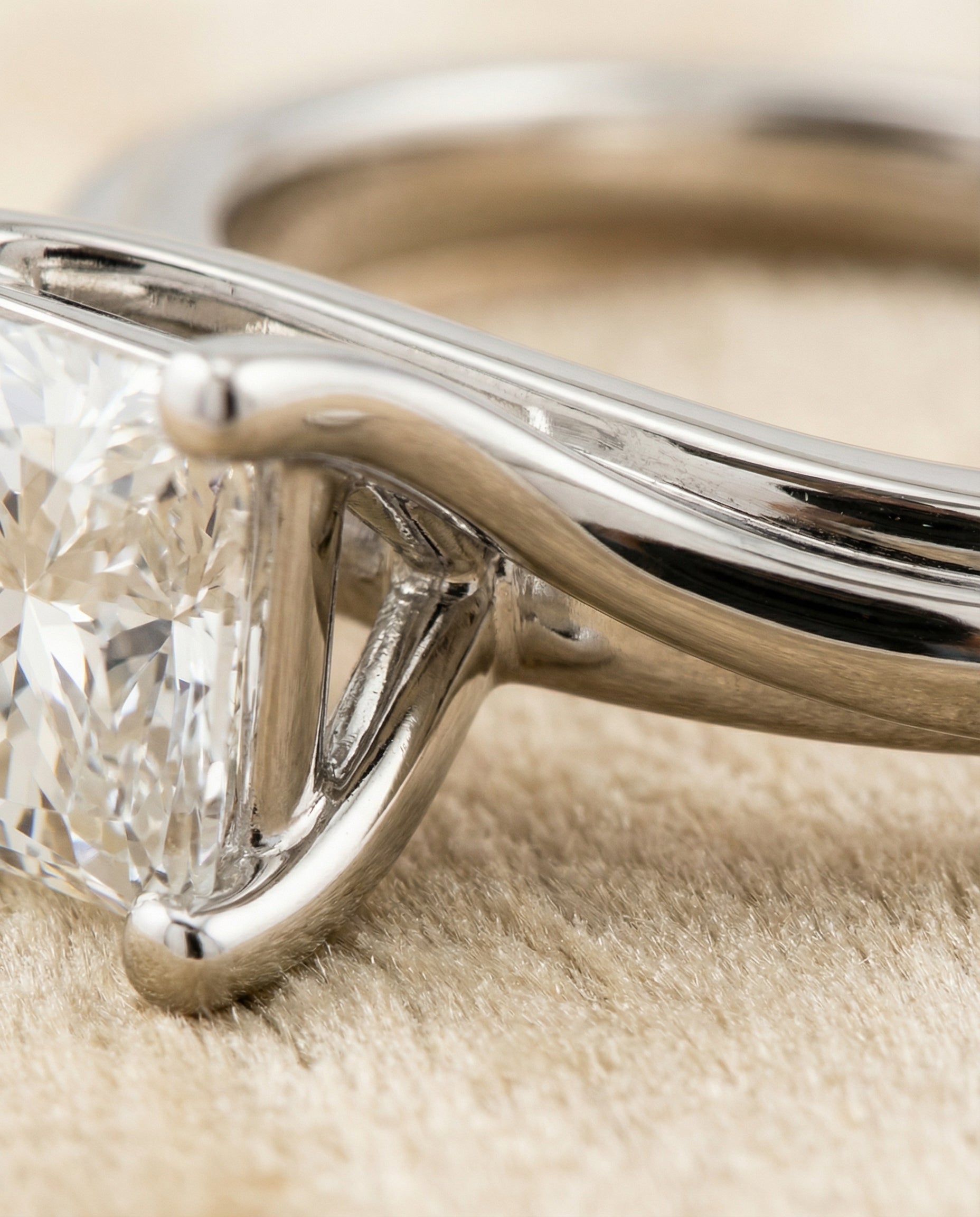 Platinum band of The Joplin princess engagement ring setting | RockHer
