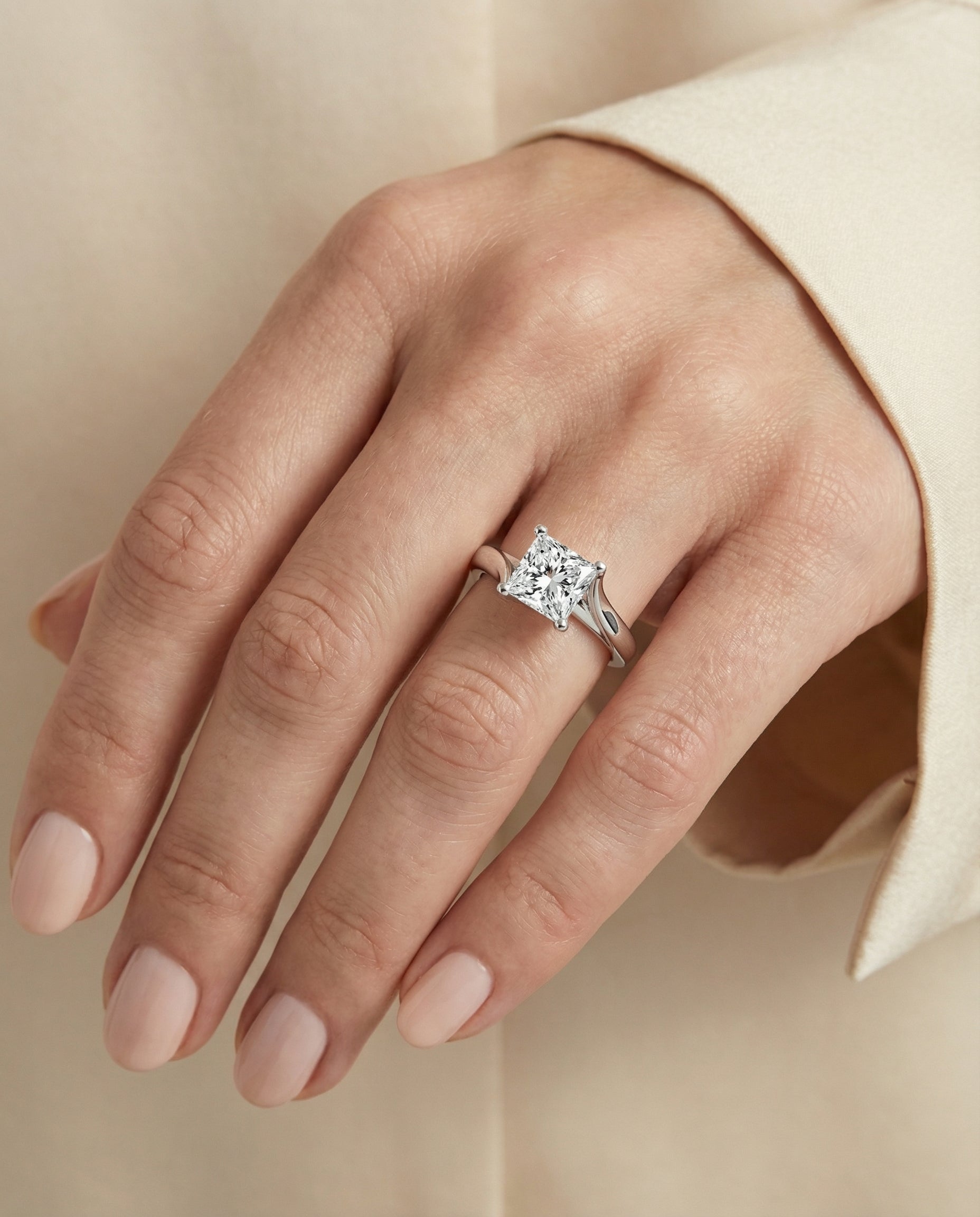 The Joplin engagement ring setting in 18K White Gold, twisted bypass solitaire design | RockHer