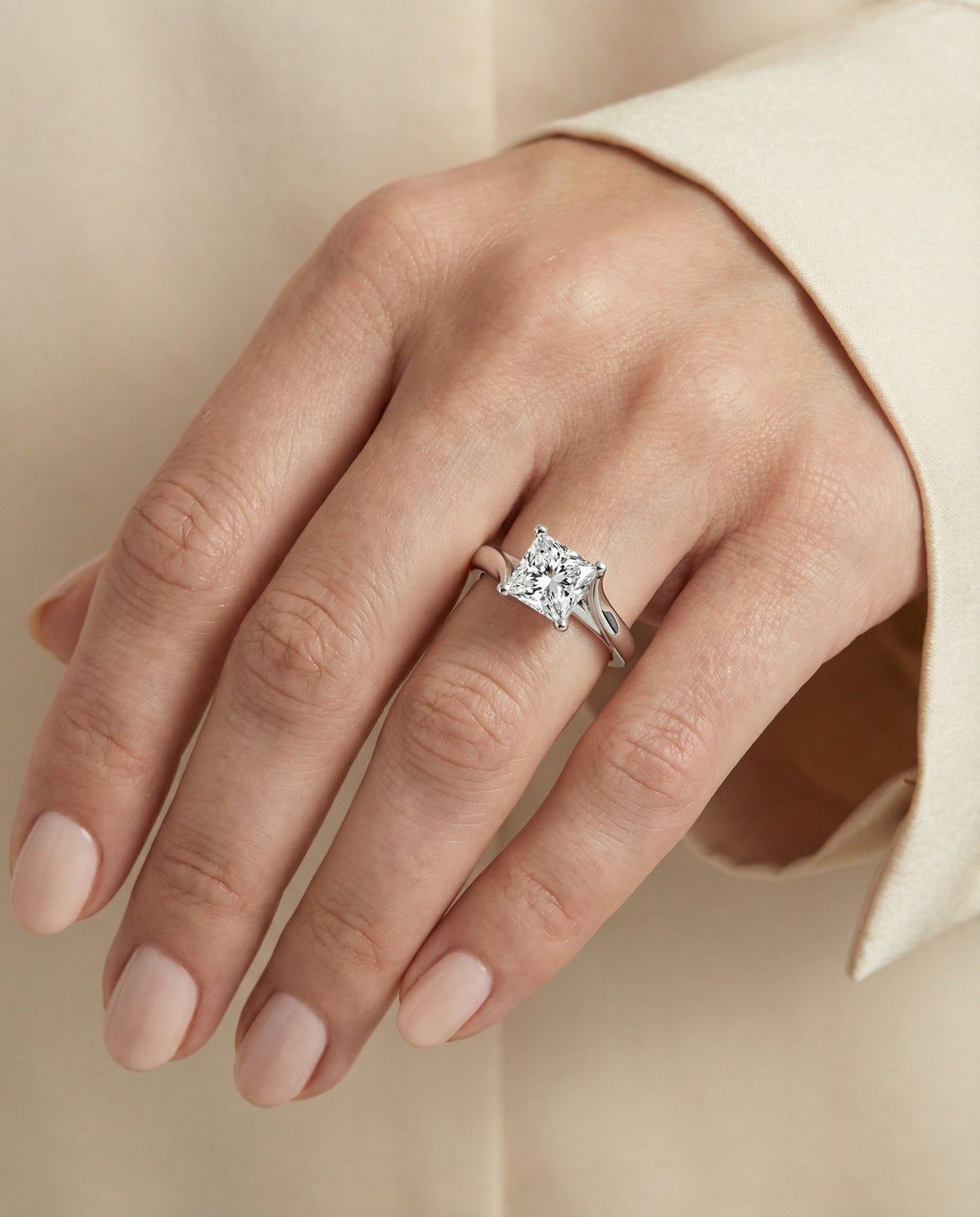The Joplin Select Twisted Solitaire Engagement Ring with Lab Diamond in 14K White Gold — view 3