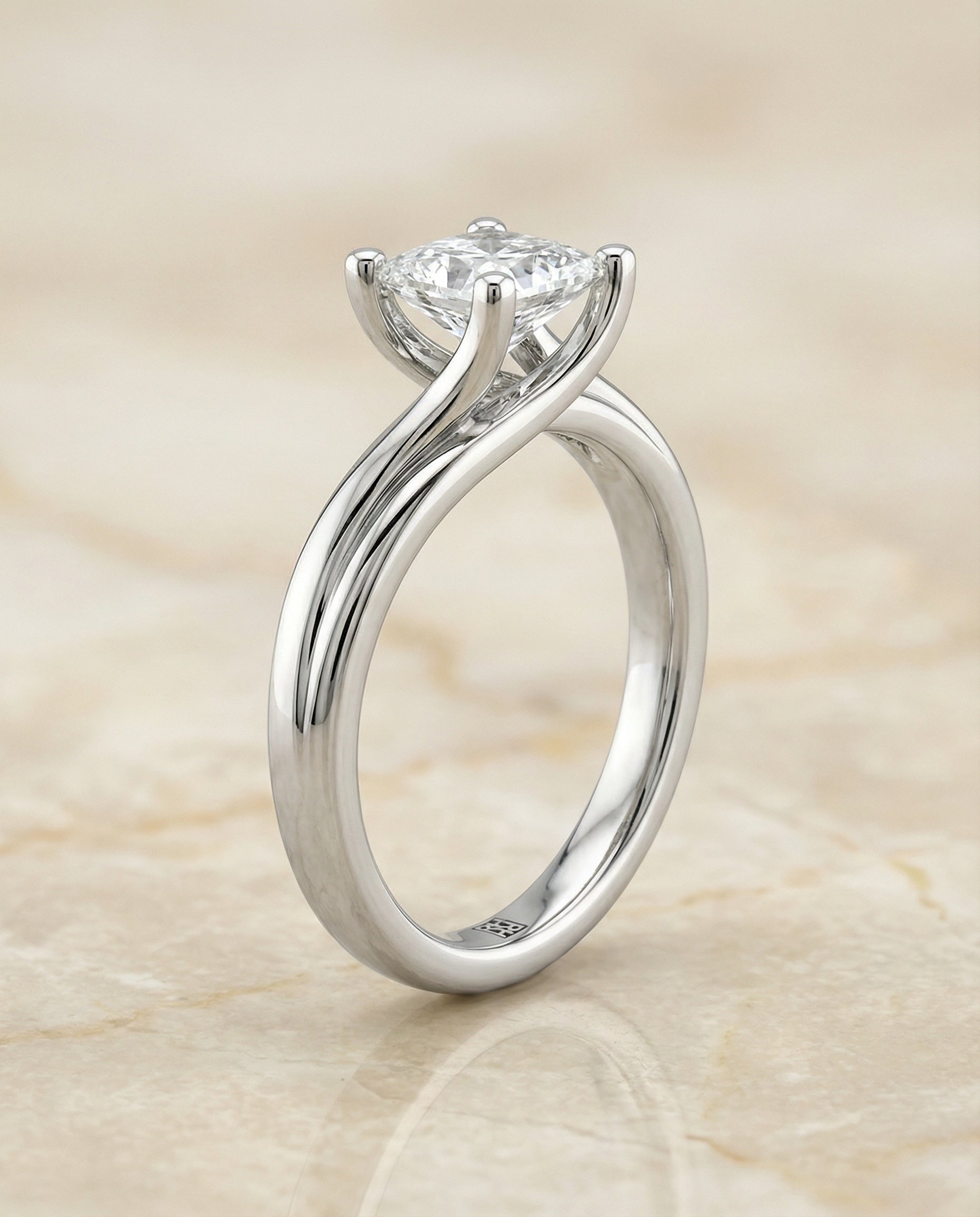 The Joplin Select Twisted Solitaire Engagement Ring with Lab Diamond in 14K White Gold — view 1