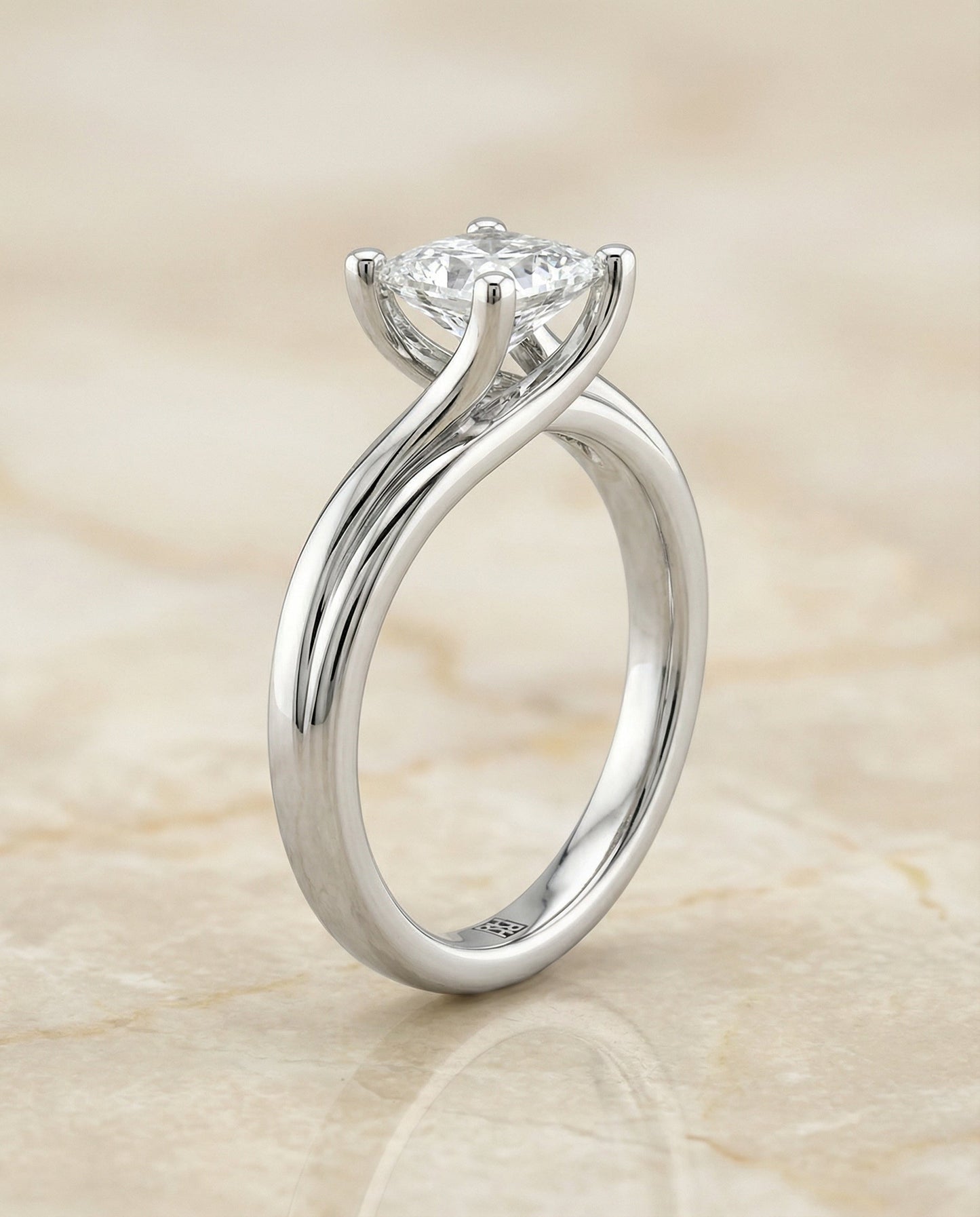 The Joplin Select Twisted Solitaire Engagement Ring with Lab Diamond in 14K White Gold — view 1