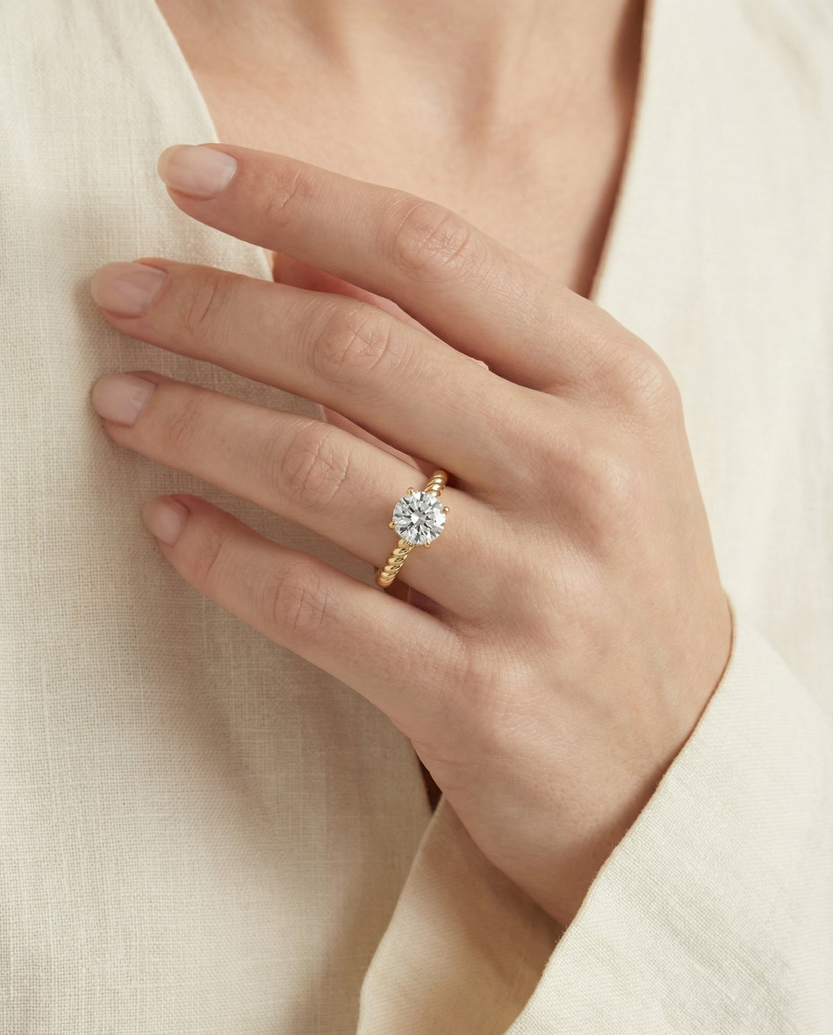 The Charlie setting for round diamonds, made to order in 18K Yellow Gold | RockHer
