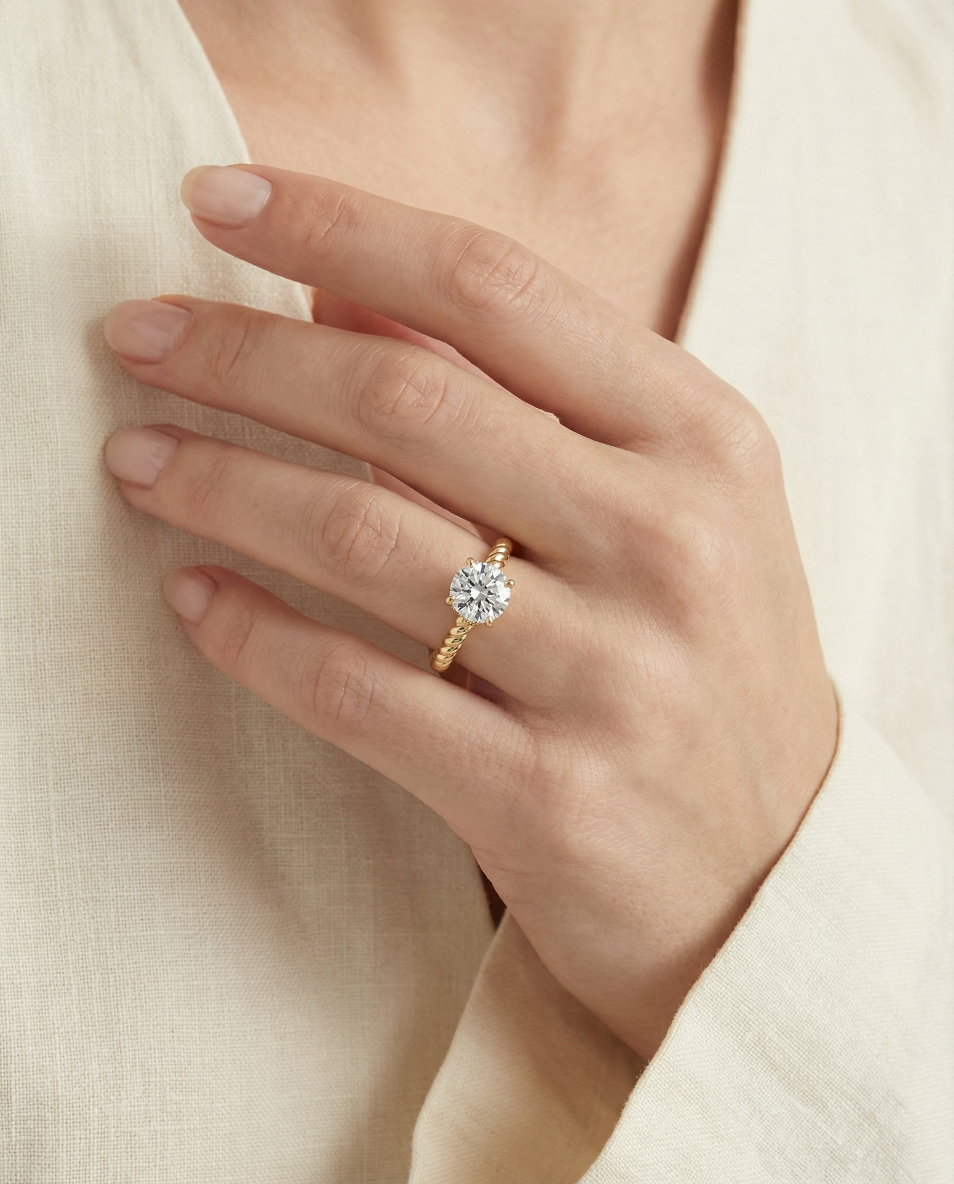The Charlie setting for round diamonds, made to order in 18K Yellow Gold | RockHer