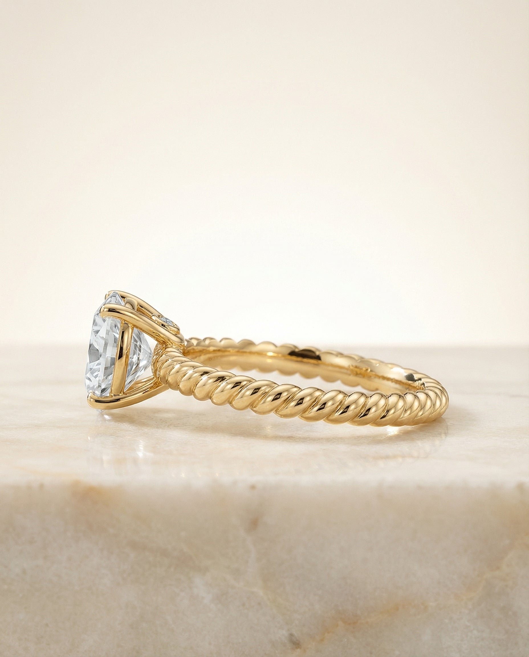 Select Twisted Rope Surprise Diamond Solitaire styling on The Charlie round engagement ring setting | RockHer